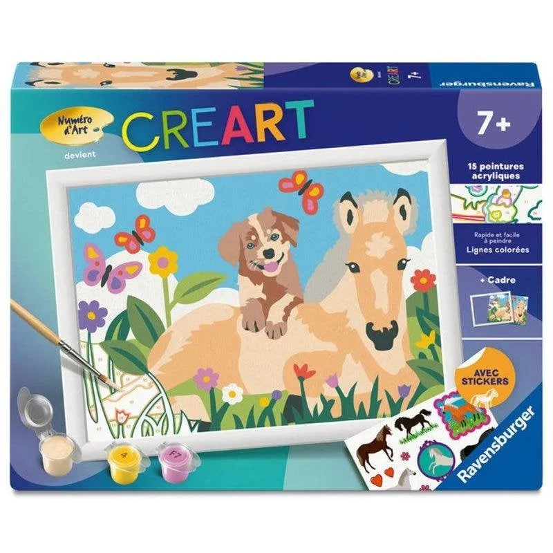 Kit di Pittura a Numeri Ravensburger Creart Kids Cavallo e Cane 18x24 cm - immagine 1