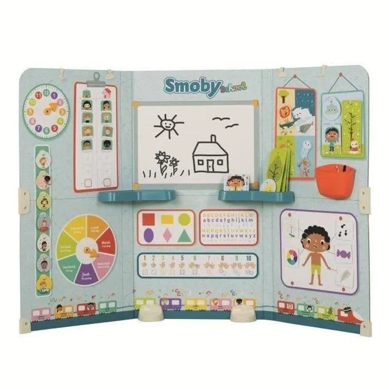 Pannello da Gioco Pieghevole Educativo Smoby School con Orologio e 38 Schede - immagine 1