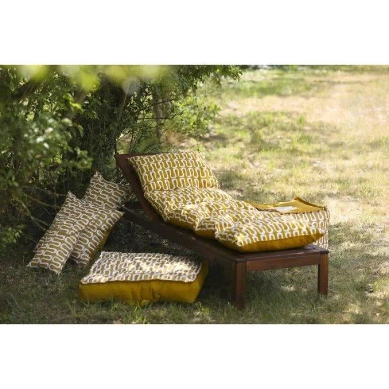 Cuscino Tumbona Jardin Prive Flocons Electro 180x56x10 cm Polycotone Impermeabile Colore Cumino - immagine 1