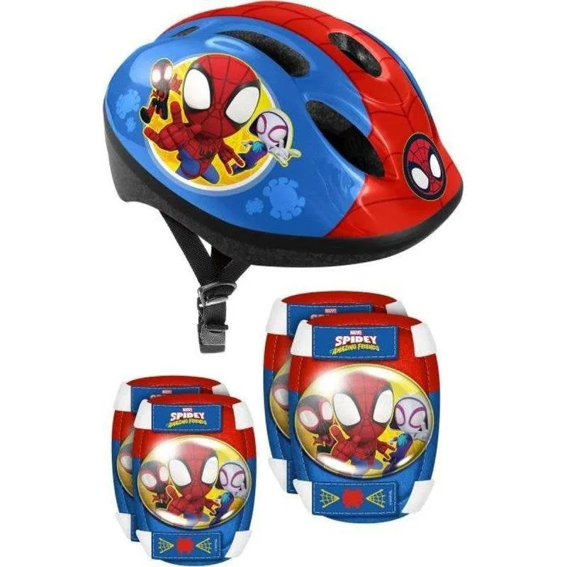 Casco bambini Stamp Spidey rosso 50-56 cm + gomitiere e ginocchiere - immagine 1