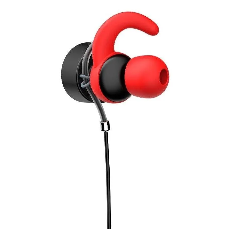 Cuffie HP DHE-7004 con filo jack 3,5 mm microfono integrato uso quotidiano nero rosso - immagine 1