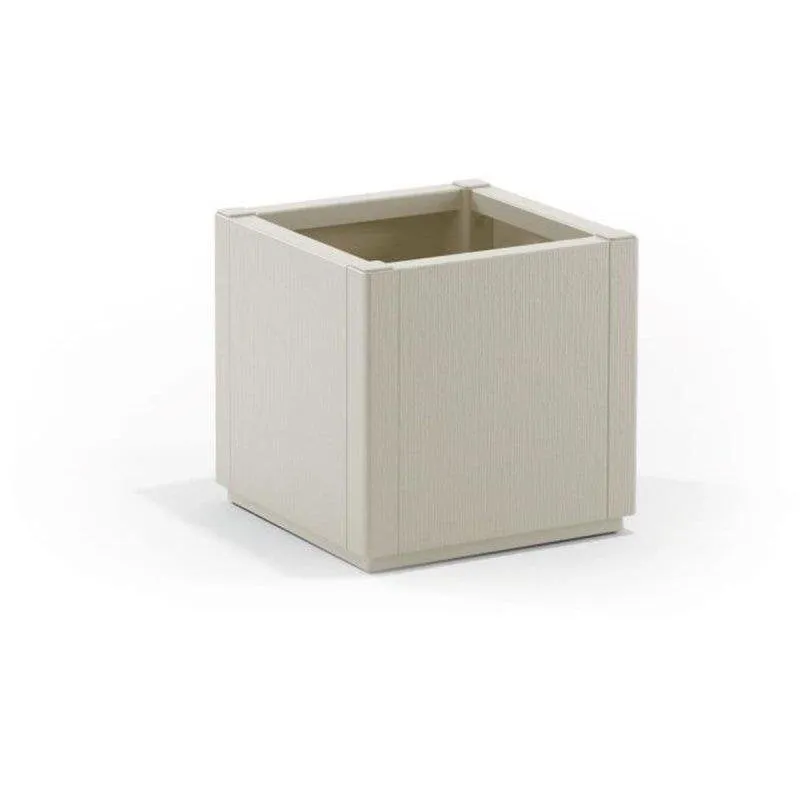 Vaso da Giardino Quadrato Stefanplast Ethica Tiza 38L Effetto Legno Plastica Riciclata 100% Con Drenaggio Piedi - immagine 1