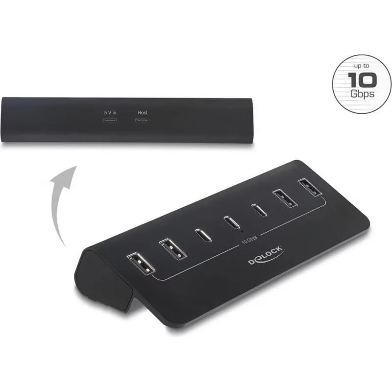 Hub Delock 7 porte 10 Gbps modello 64283 con alimentazione attiva - immagine 1
