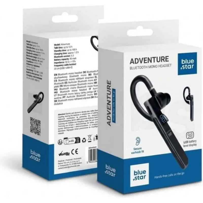 Auricolari Blue Star Premier Adventure Bluetooth 5.3 mono wireless con microfono nero - immagine 1