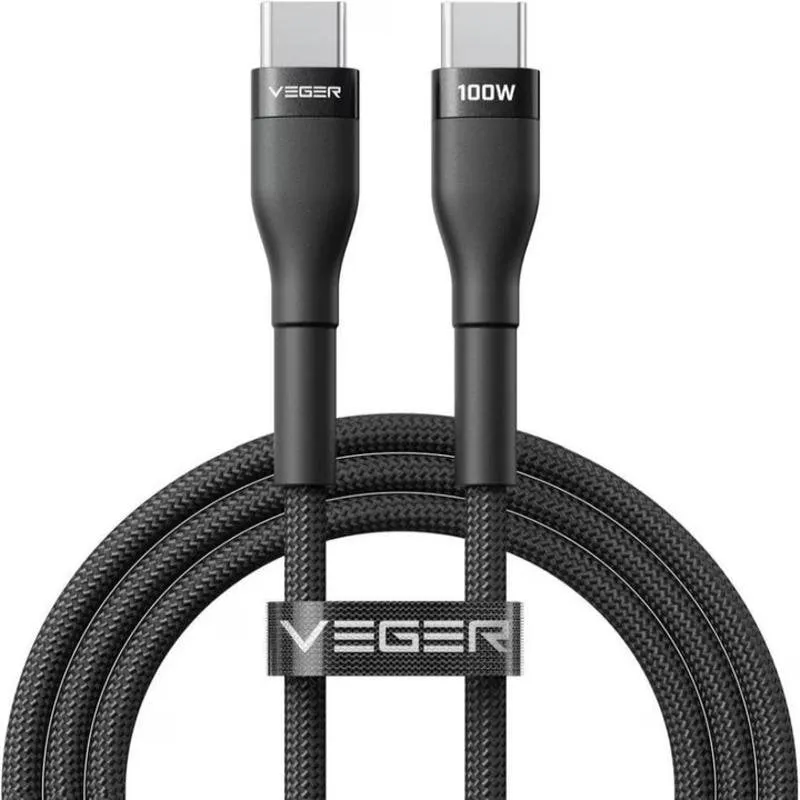 Cavo USB-C Veger 100W PD 1,5 m Nero Nylon - immagine 1