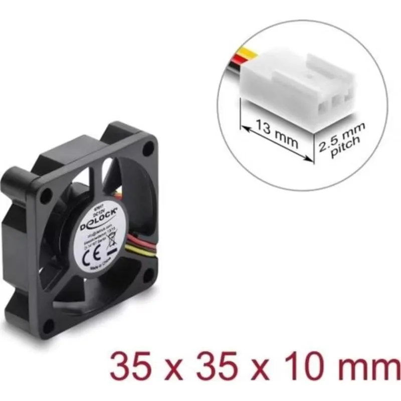 Raffreddamento Aria Delock 12 V 35x35x10 mm Compatto Nero PC Lüfter - immagine 1