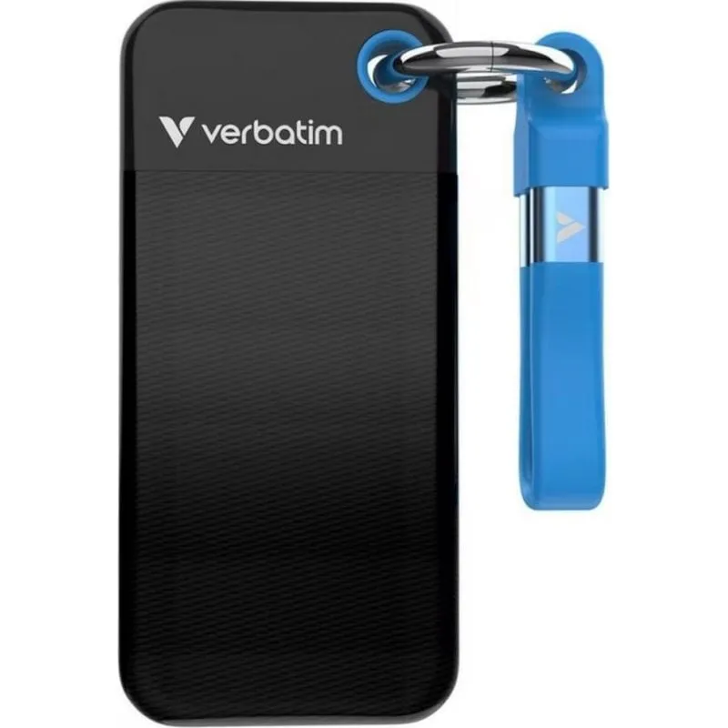 Disco Rigido Verbatim Pocket SSD 0,13TB M.2 USB-C 3.2 Gen 2 1000MB/s Blu Nero - immagine 1