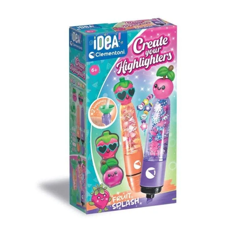 Kit Creativo Clementoni Crée Tes Fluos 2 Mini Pennarelli Fluorescenti Tema Frutta 6+ - immagine 1