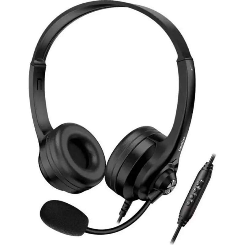 Cuffie Genius HS-235U AI con cavo USB-C e USB-A per ufficio, microfono e Copilot, nero - immagine 1