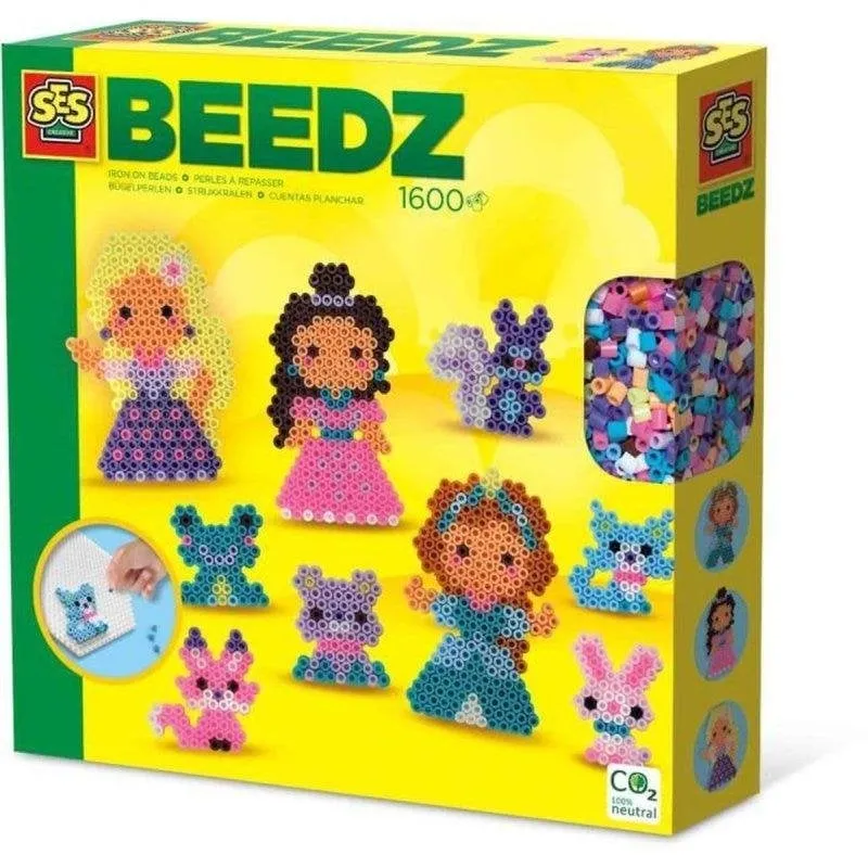 Kit Perline da Stiro SES Creative Principesse e Animali 1600 Perline Multicolori - immagine 1