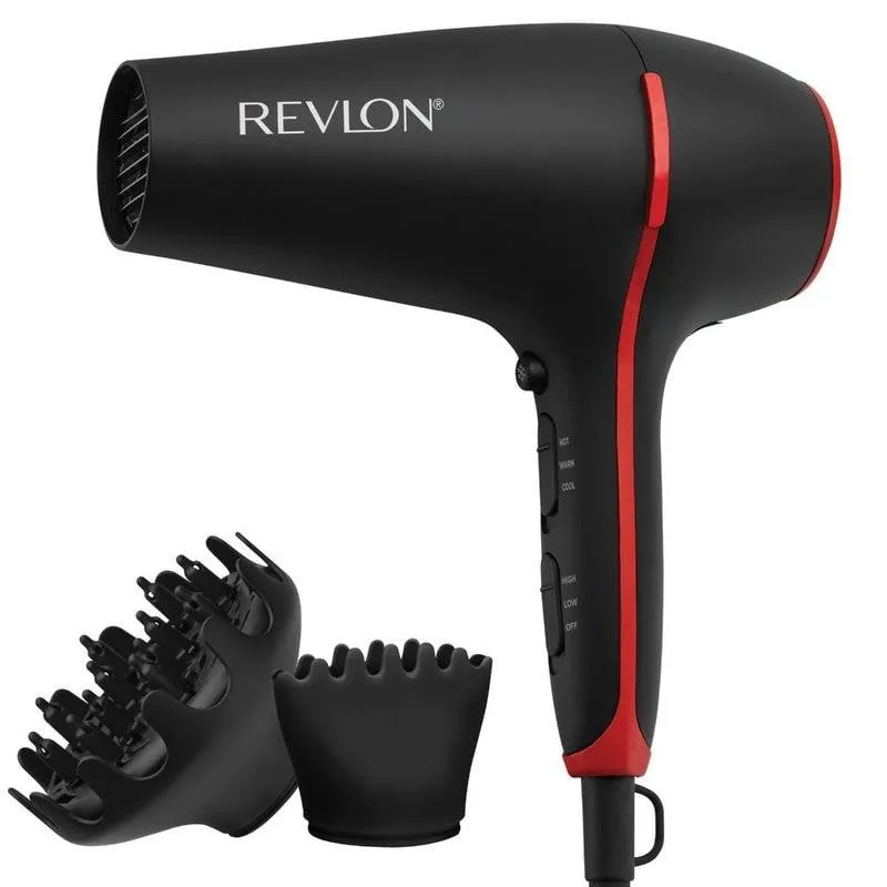 Phon Ionico Revlon RVDR5317E 2000W 3 Temperature 2 Velocità Diffusore Concentratore Nero Rosso - immagine 1