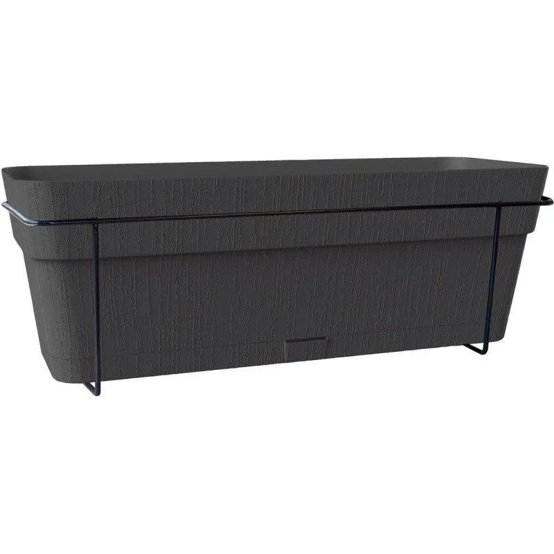 Vaso Stefanplast Ethica 50 cm 9 L Antracite Supporto Ringhiera Serbatoio Acqua - immagine 1