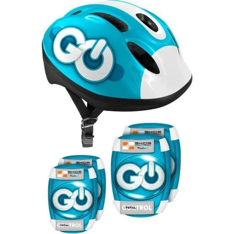 Set Casco e Protezioni Stamp Skids Control Kids Regolabile 50-56 cm blu - immagine 1