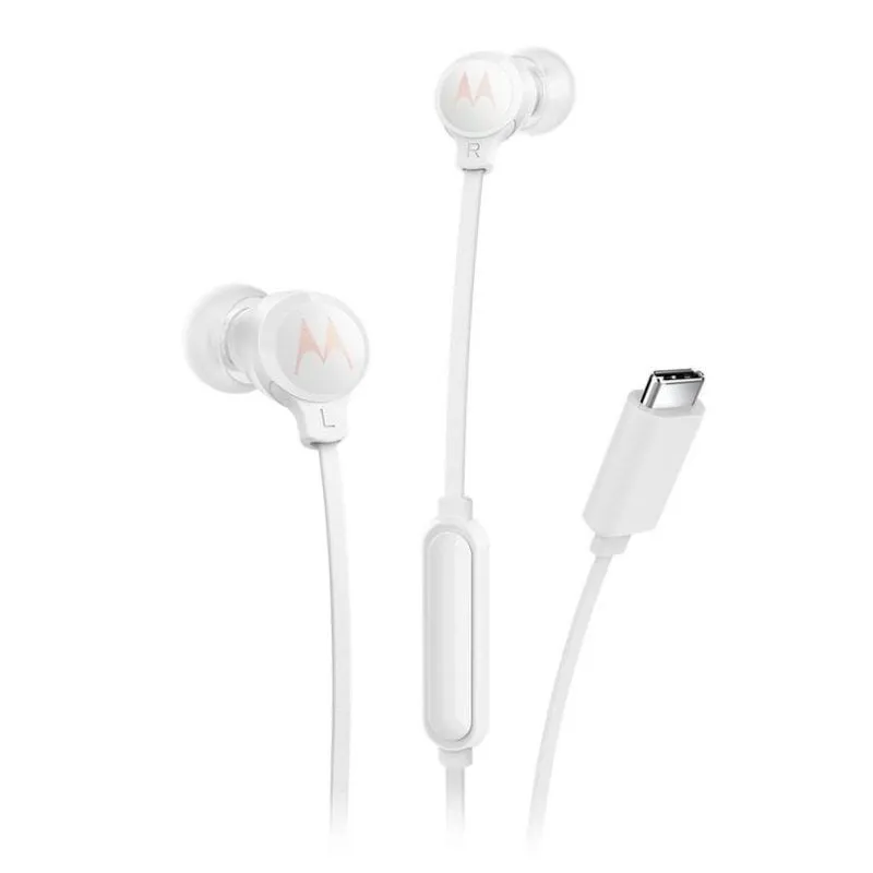 Auricolari Motorola Earbuds 3C-S con cavo USB-C per chiamate e musica bianco - immagine 1