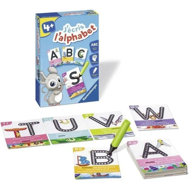 Kit Caligrafia Ravensburger J'écris L'alphabet 4+ 26 Schede Calco Pennarello Cancellabile - immagine 1