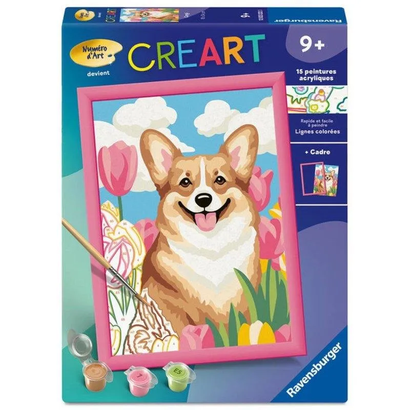 Kit di Pittura a Numeri Ravensburger Creart Kids Corgi 18x24cm (a partire dai 9 anni) - immagine 1