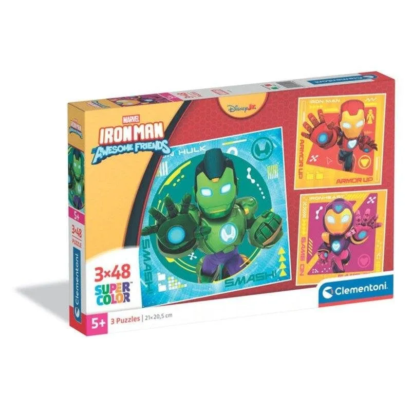 Puzzle Clementoni Iron Man Pack 3x48 Pezzi Illustrazioni Infantili - immagine 1