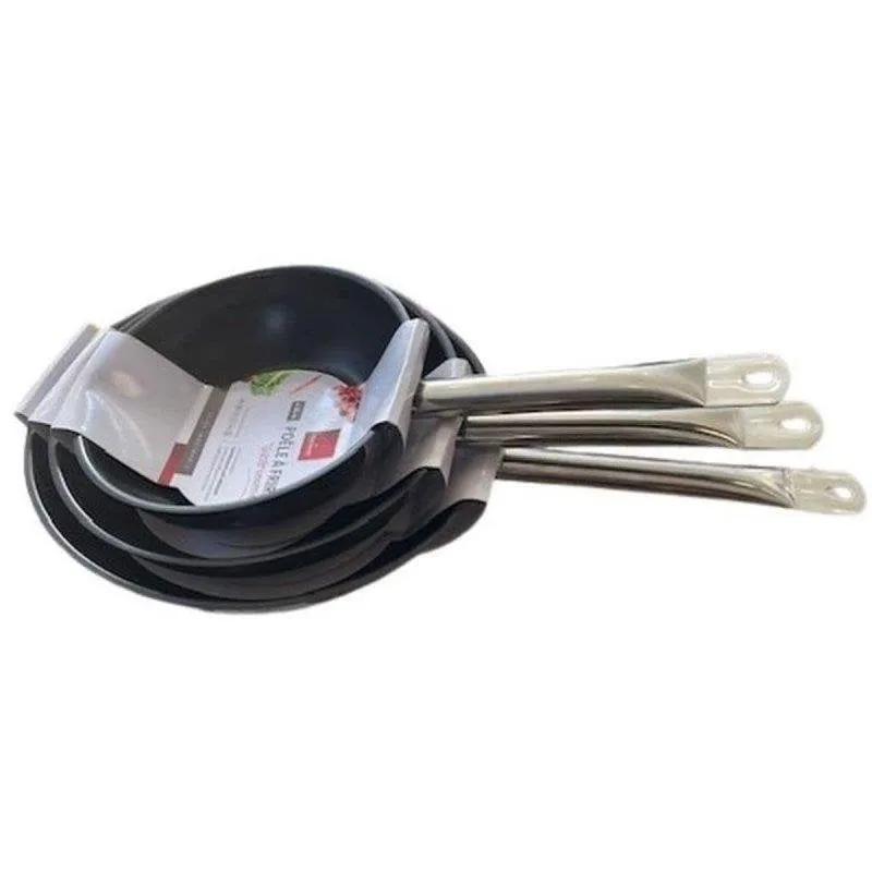 Set 3 Padelle Baumalu Acciaio Inox 20/24/28 cm Antiaderente Induzione - immagine 1