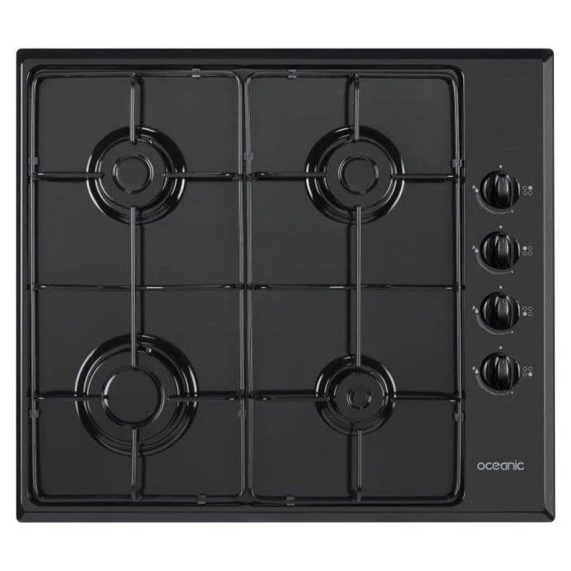 Piano cottura a gas Oceanic 4 fuochi nero smalto accensione elettrica 58x51 cm - immagine 1