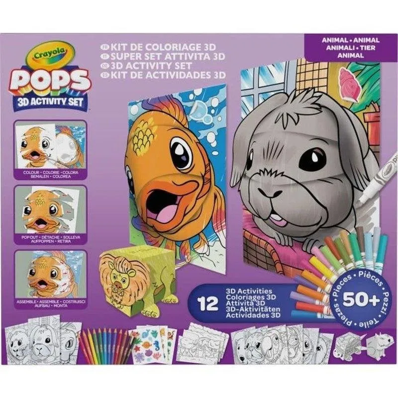 Kit Attività Creative 3D Crayola POPS Color Pops - Oltre 12 Proposte, Poster, Figurine e Disegni - immagine 1