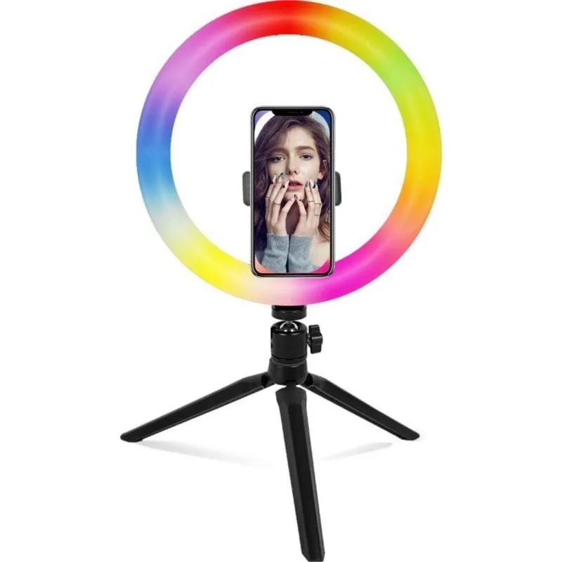 Ring Light LED RGB Mozos MLM-RING-RGB 26cm con Treppiede - immagine 1