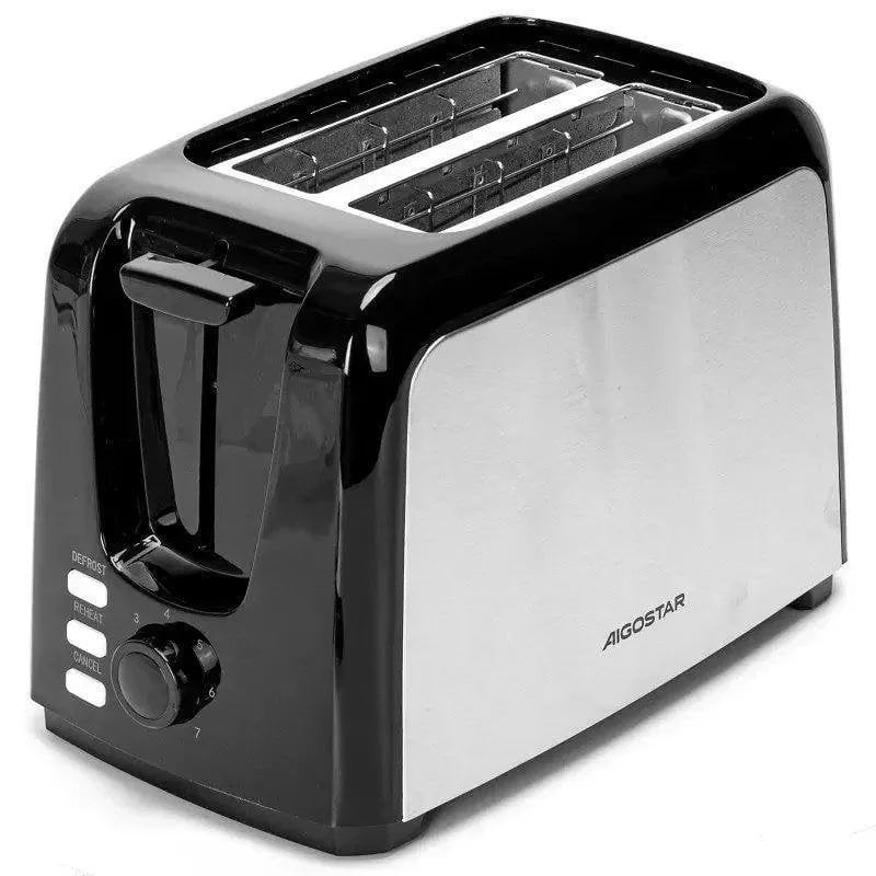 Tostapane Aigostar 2 fessure 750 W 7 livelli Riscaldamento Scongelamento Nero inox - immagine 1
