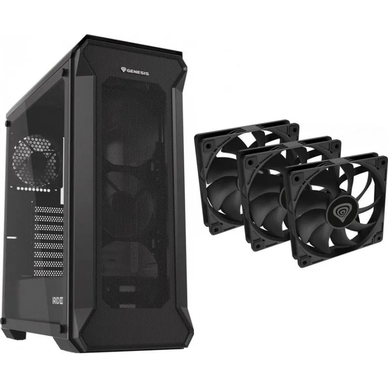 Case PC GENESIS Irid 505 V2 Midi Tower 3 Ventole Oxal 120 Vetro Temperato - immagine 1