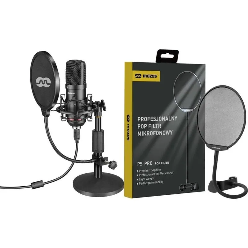 Microfono Mozos MKIT-900PRO USB cardioide con filtro antipop e supporto - immagine 1