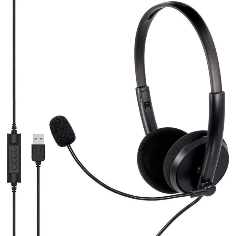 Auricolari Mozos MTX1091ECO con cavo USB per chiamate e controllo in linea nero - immagine 1