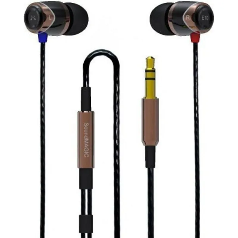 Auricolari SoundMagic E10C con cavo Mini Jack 3,5 mm, microfono e controllo volume, marrone - immagine 1