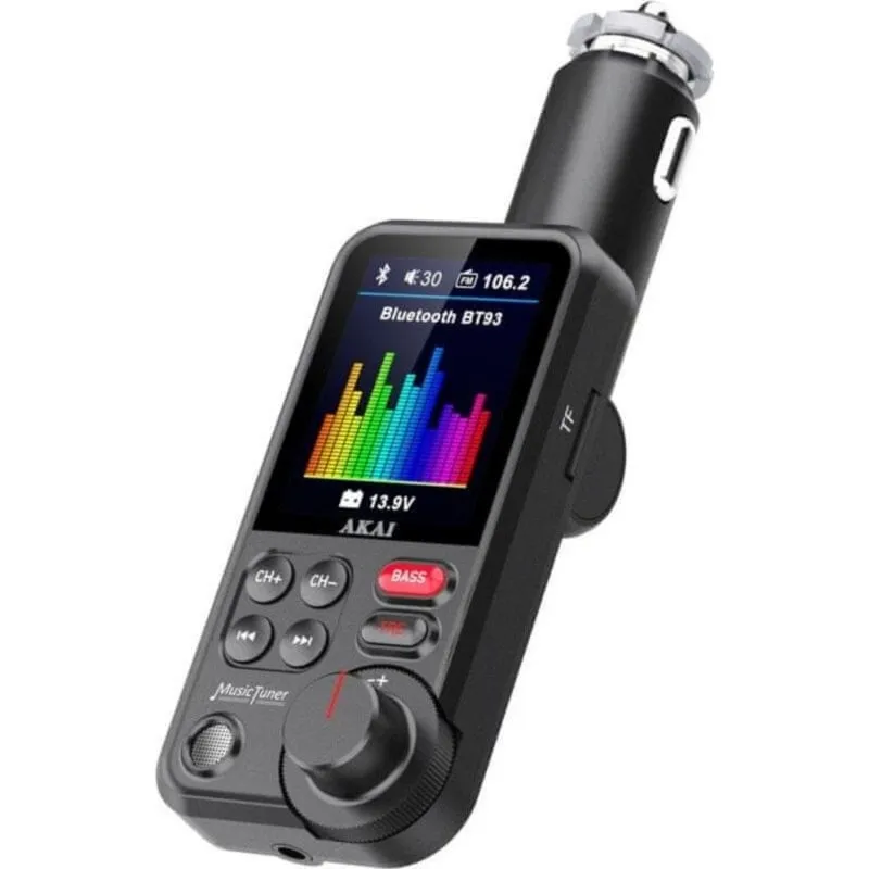 Trasmettitore FM Akai FMT-93BT Bluetooth USB con Microfono Vivavoce - immagine 1