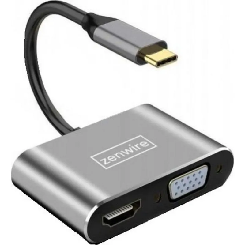 Hub USB-C 4-in-1 Zenwire HDMI 4K VGA USB 3.0 Power Delivery 87W - immagine 1