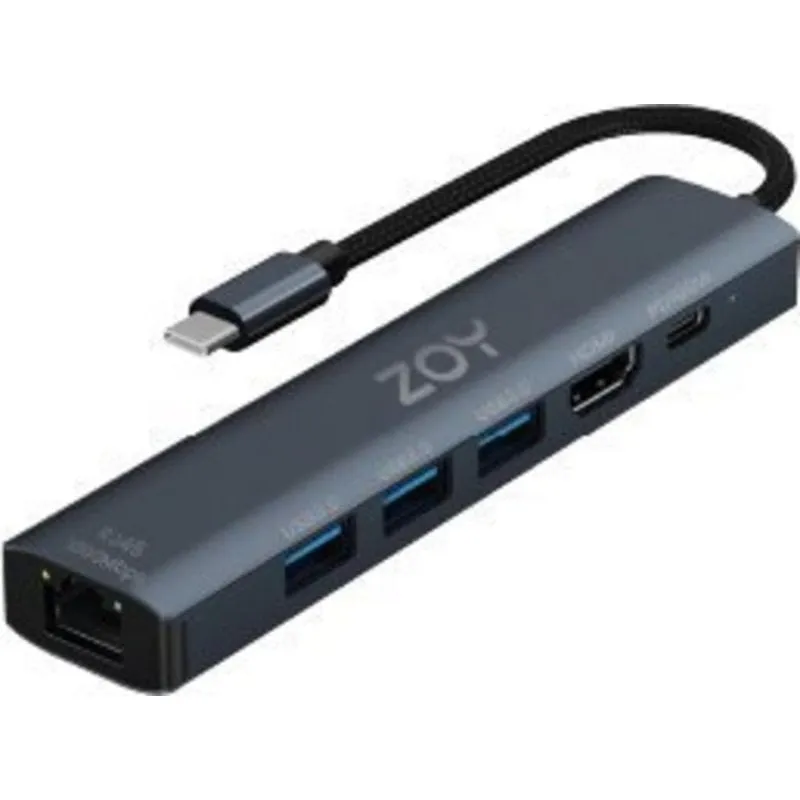 Stazione di aggancio ZOY ZH61 USB-C 6 porte Gigabit Ethernet HDMI - immagine 1