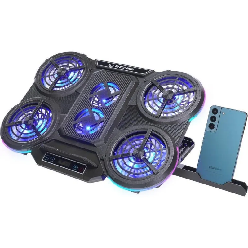 Base di raffreddamento per portatile Rampage PROTE R6 6 ventole RGB regolabili - immagine 1