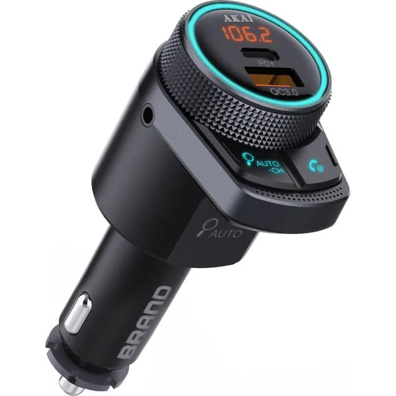 Trasmettitore FM Akai FMT-80BT Bluetooth con Mani Libere e Ricarica USB - immagine 1