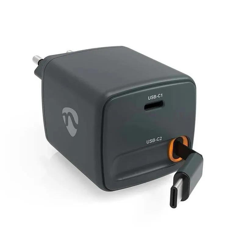 Caricatore a Muro NEDIS WCHARC30WBK 30W 2 Porte USB-C GaN PD 3.0 - immagine 1