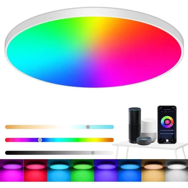 Plafone LED RGB 30W Regolabile con Telecomando Bluetooth WiFi Compatibile con Alexa - immagine 1
