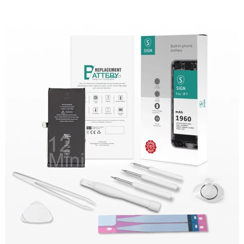 Kit Sostituzione Batteria SiGN iPhone 12 Mini Completo Strumenti - immagine 1