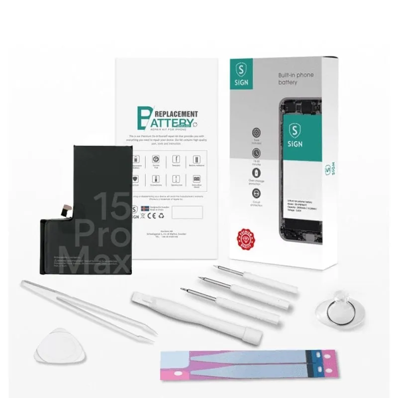 Kit Sostituzione Batteria SiGN iPhone 15 Pro Max Completo Strumenti - immagine 1