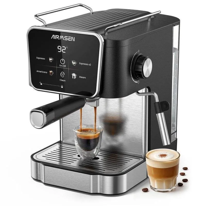 Macchina da caffè espresso Airmsen Mk-787g 1,8L 20 bar con schiumalatte e display LCD - immagine 1