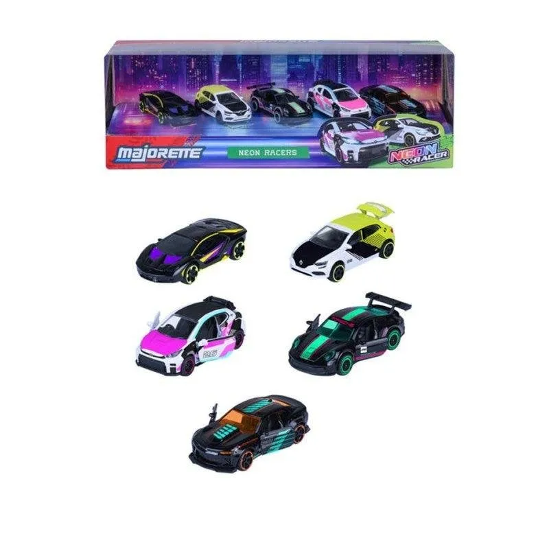 Pack Majorette Sl Neon Racer 5 Miniature 1/64 Con Sospensioni e Cerchi al Neon - immagine 1