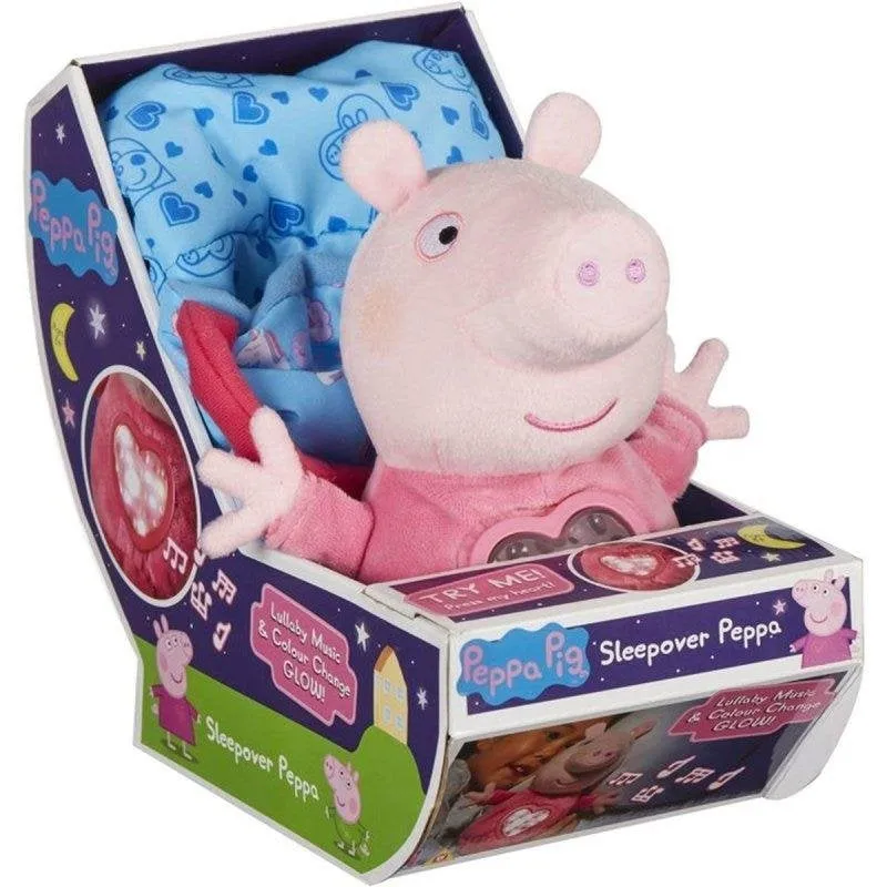 Peluche Peppa Pig Sleepover con Luce nel Cuore e Ninna Nanna, Sacco a Piumino e Maniglia - immagine 1