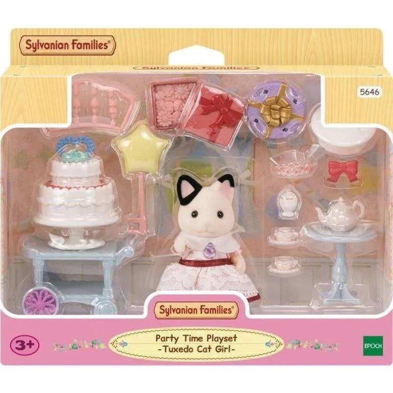 Sylvanian Families Set Tè Completo Ragazza Gatto Bicolor Compleanno 25 Accessori - immagine 1
