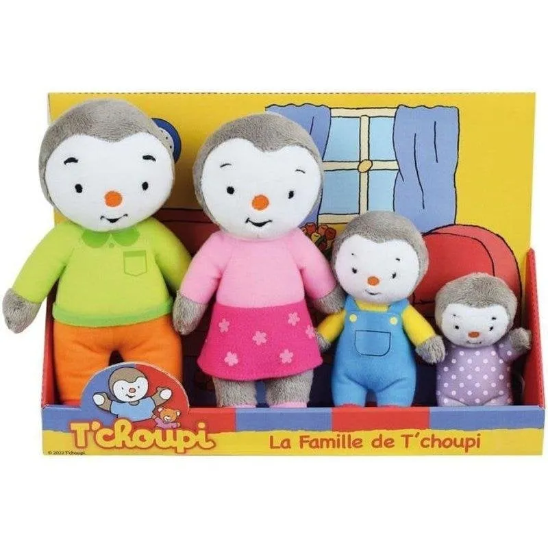 Cofanetto peluche Jemini T'choupi Famiglia 4 pezzi lavabile 9,5-19 cm - immagine 1