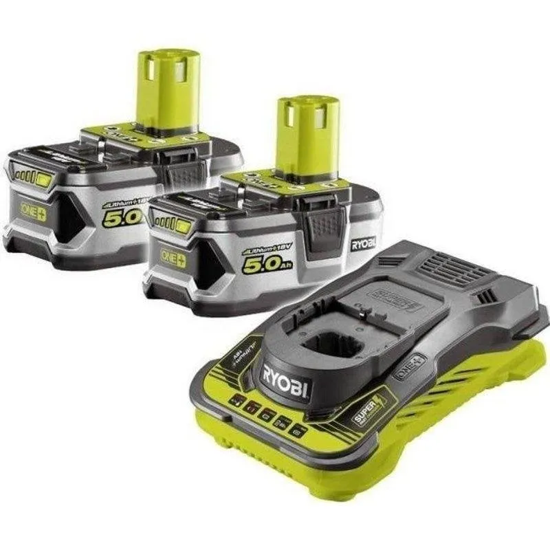 Kit Batterie Ryobi ONE+ 2x18V 5.0Ah LithiumPlus + Caricatore Ultra Veloce RC18150 - immagine 1