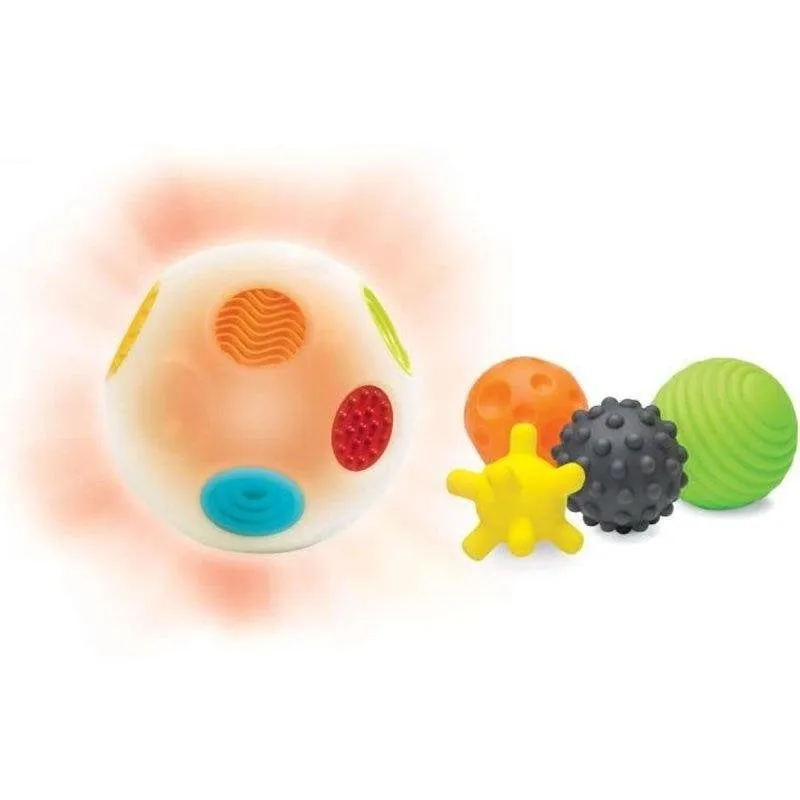 Kit 5 Palline Sensoriali Infantino con Suoni e Luci per Neonato - immagine 1
