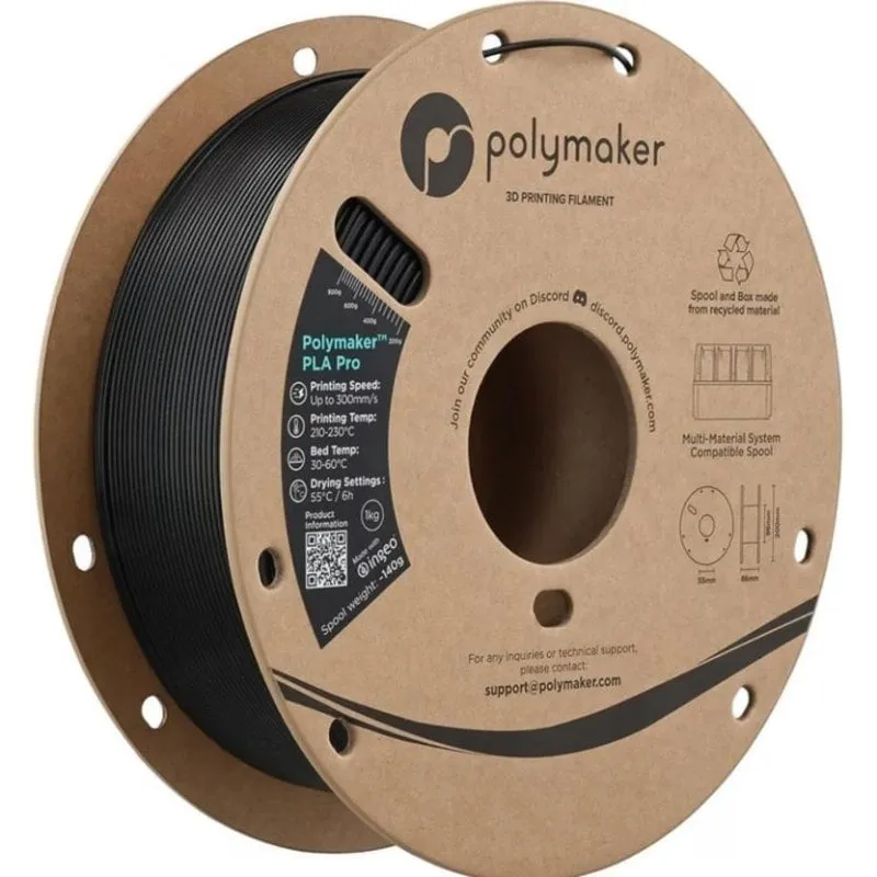 Filamento PLA Polymaker PA13027 Nero 1,75 mm Alta Qualità 1000 g - immagine 1