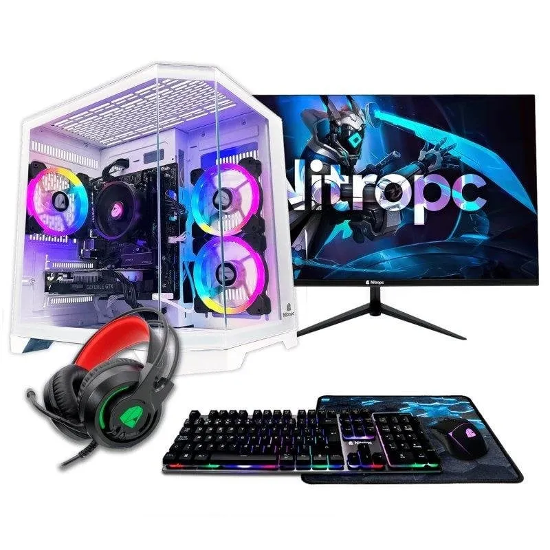 PC fisso Nitropc Pack Avanzato AMD Ryzen 5 5500 16GB 1TB M.2 RTX 5060 Windows 11 Bianco 24" - immagine 1
