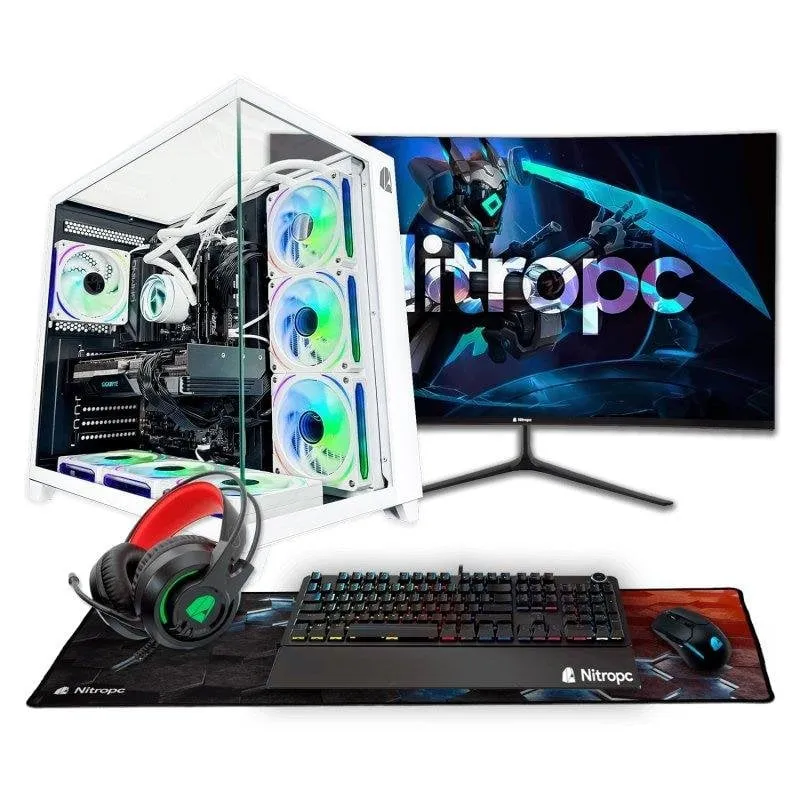 PC fisso Nitropc Pack Extremo AMD Ryzen 5 8400F 32GB 1TB SSD RX 9060 XT Windows 11 Bianco - immagine 1