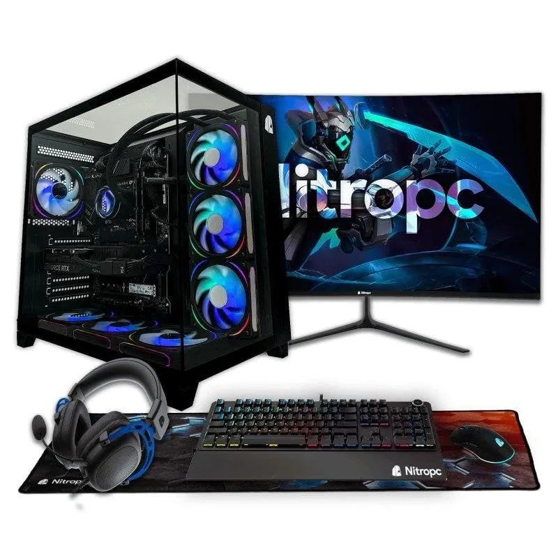 PC fisso Nitropc Pack Extremo AMD Ryzen 7 7800X3D 32GB 2TB M.2 RTX 5070 Windows 11 27" - immagine 1